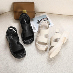 Casual Platform Sandals: TL123 Leather Thick-Soled Roman Shoes