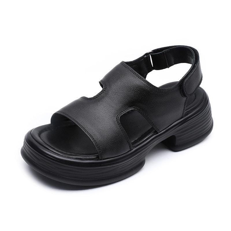 Casual Platform Sandals: TL123 Leather Thick-Soled Roman Shoes