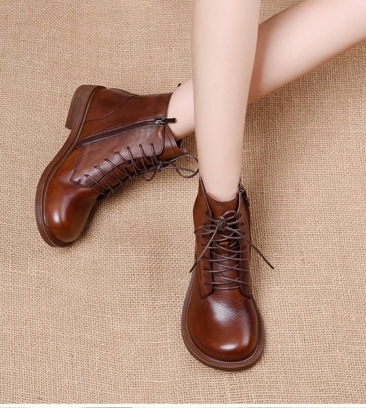 Casual Shoes 2021 Genuine Leather British Retro Motorcycle Short Boots