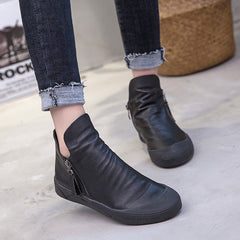 Casual Shoes Black Handmade Genuine Leather Ankle Boots 8061