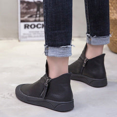 Casual Shoes Black Handmade Genuine Leather Ankle Boots 8061