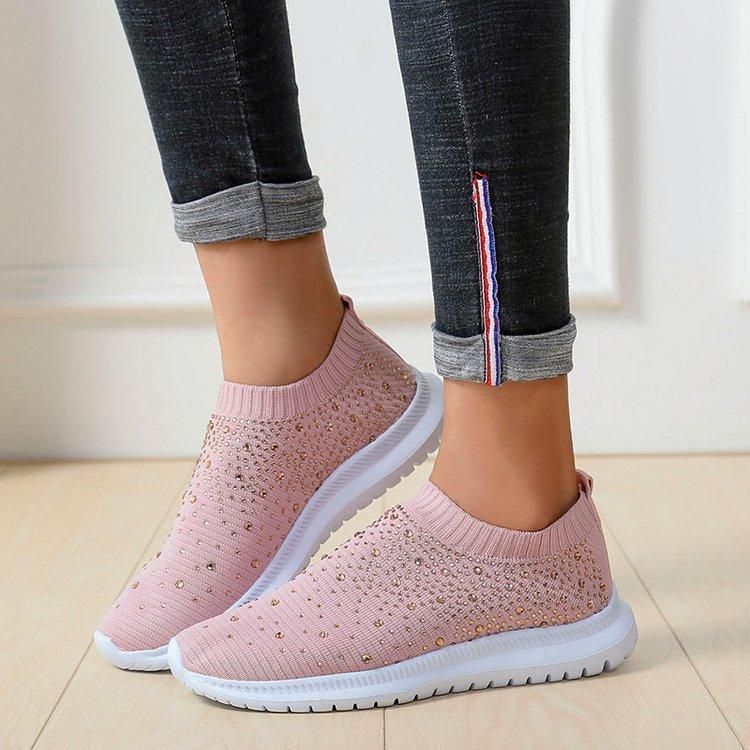 Casual Shoes Breathable Mesh Flat Bling Sneakers #06-LYD274