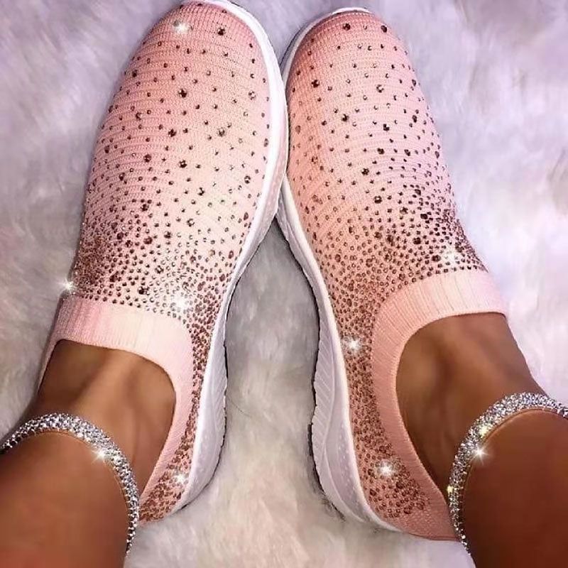 Casual Shoes Breathable Mesh Flat Bling Sneakers #06-LYD274