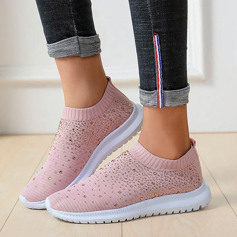 Casual Shoes Breathable Mesh Flat Bling Sneakers #06-LYD274