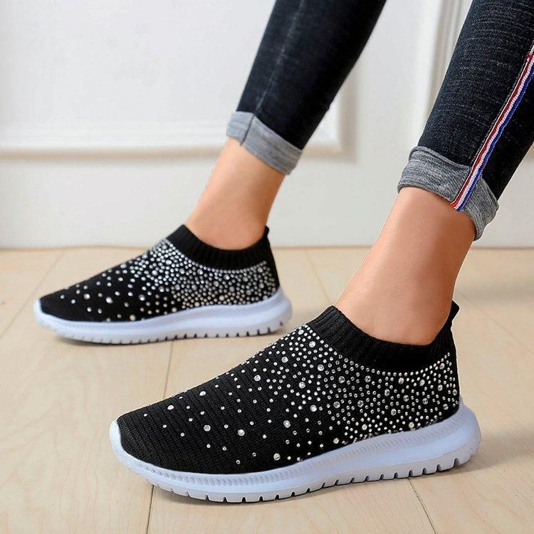 Casual Shoes Breathable Mesh Flat Bling Sneakers #06-LYD274