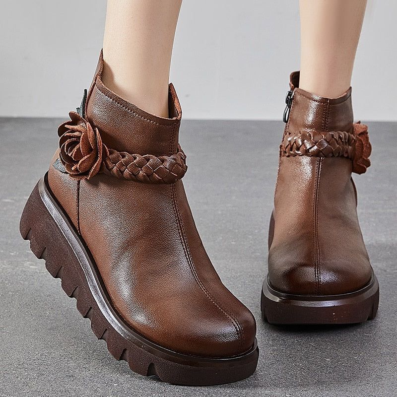 Casual Shoes Brown Leather Ankle Boots 703773