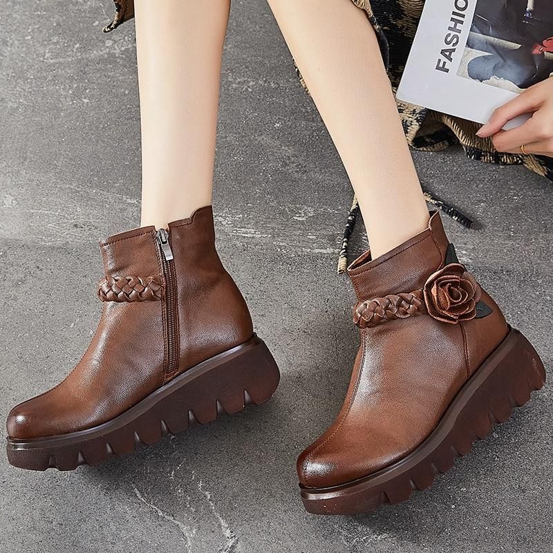 Casual Shoes Brown Leather Ankle Boots 703773