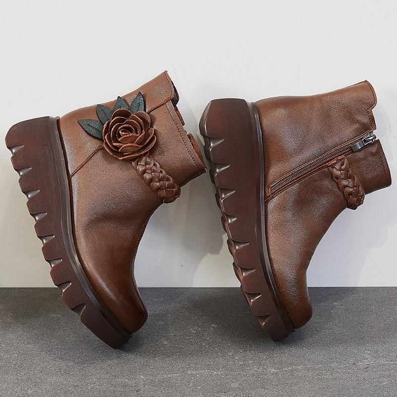 Casual Shoes Brown Leather Ankle Boots 703773