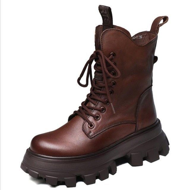 Casual Shoes Brown Leather Warm Comfortable Boots DJ5273