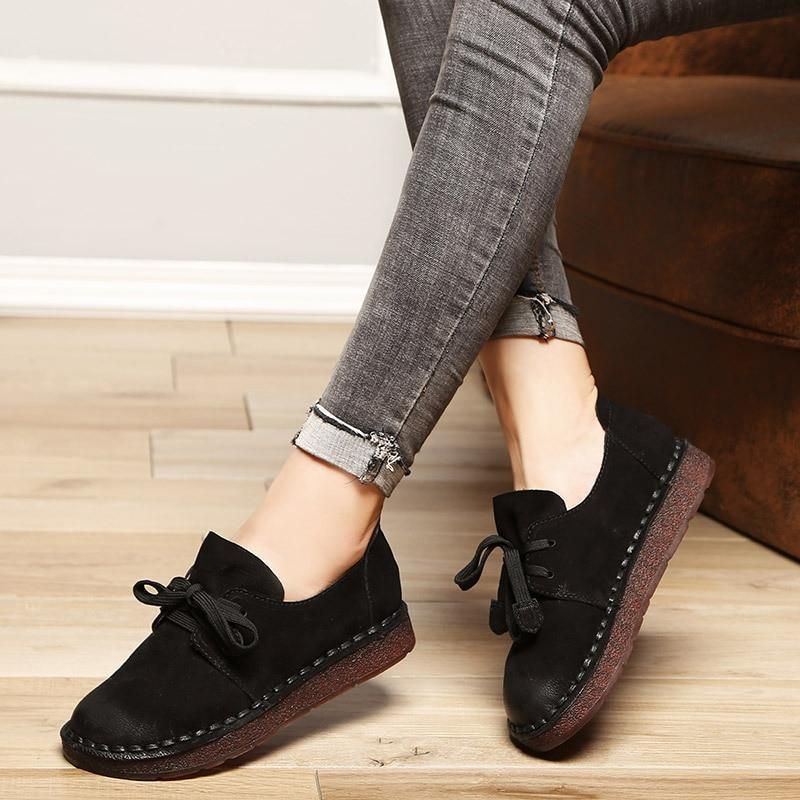 Casual Shoes Brown Loafers Lace-up Flats MN0312