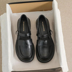 Casual Shoes - CS105-3 Black Low Heel Leather Loafers