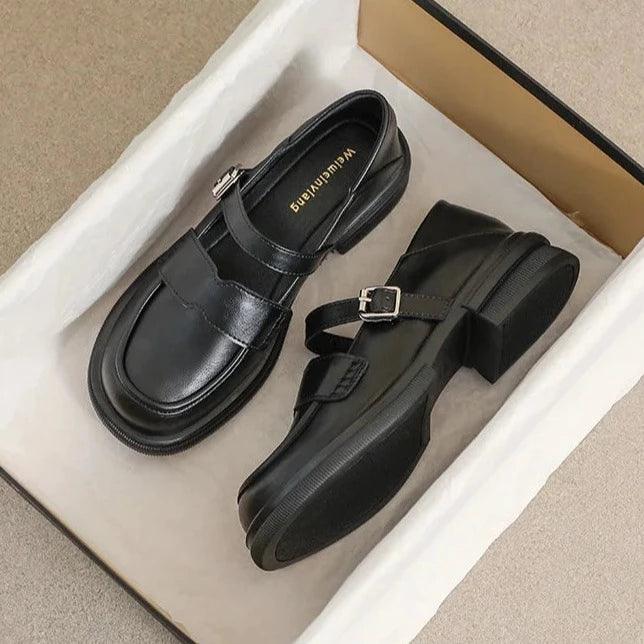 Casual Shoes - CS105-3 Black Low Heel Leather Loafers