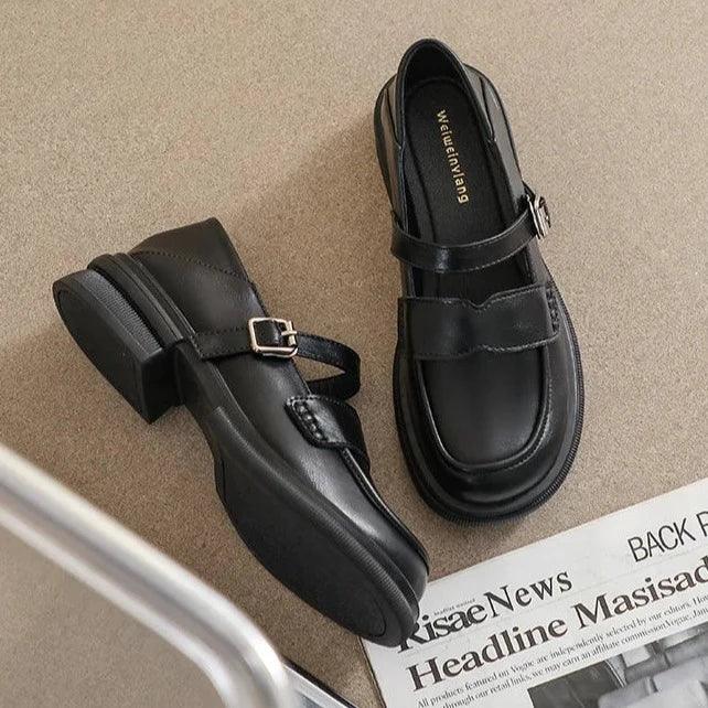 Casual Shoes - CS105-3 Black Low Heel Leather Loafers