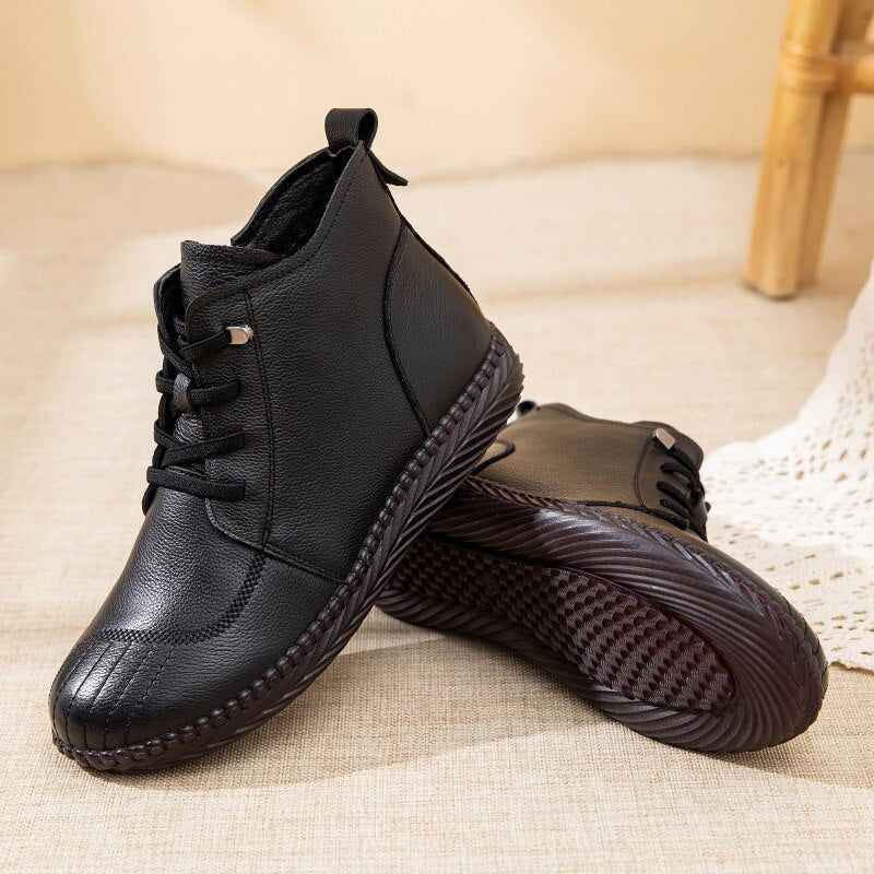 Casual Shoes EJ910 - Waterproof Leather Fur Ankle Boots