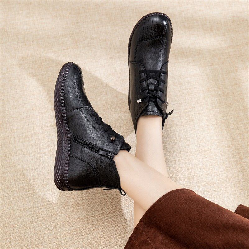 Casual Shoes EJ910 - Waterproof Leather Fur Ankle Boots