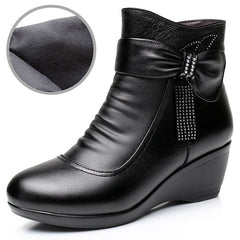 Casual Shoes EJ932 - Leather Wedge Ankle Boots