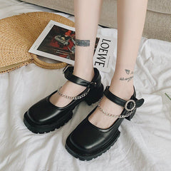 Casual Shoes  Black Gothic Thick Heels Platform TJOS0127