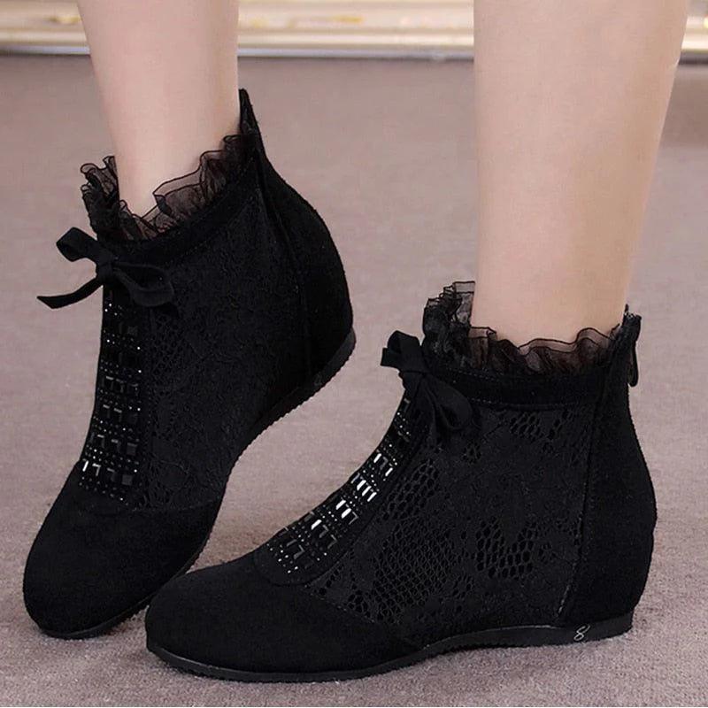 Casual Shoes GCSGR14  Mesh Black Ankle Boots