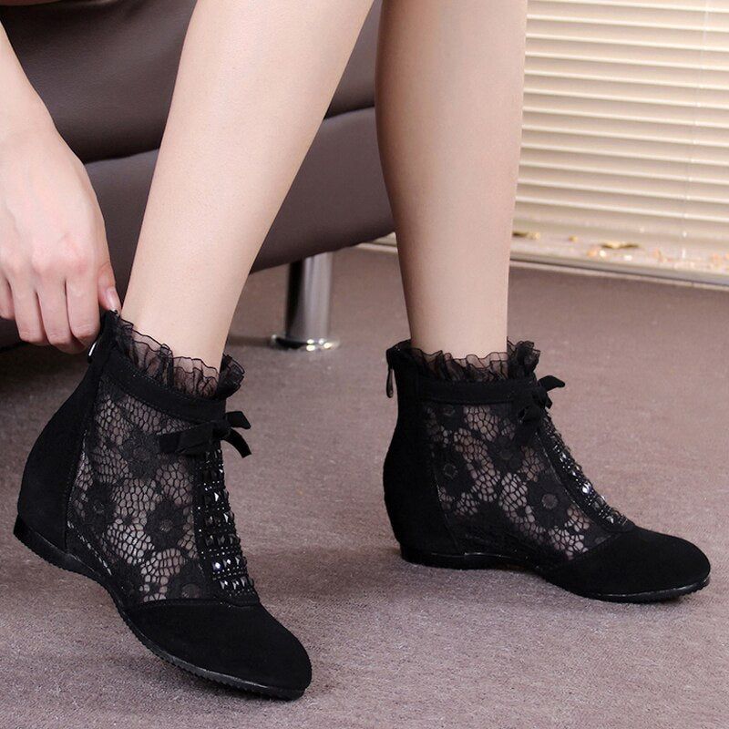 Casual Shoes GCSGR14  Mesh Black Ankle Boots