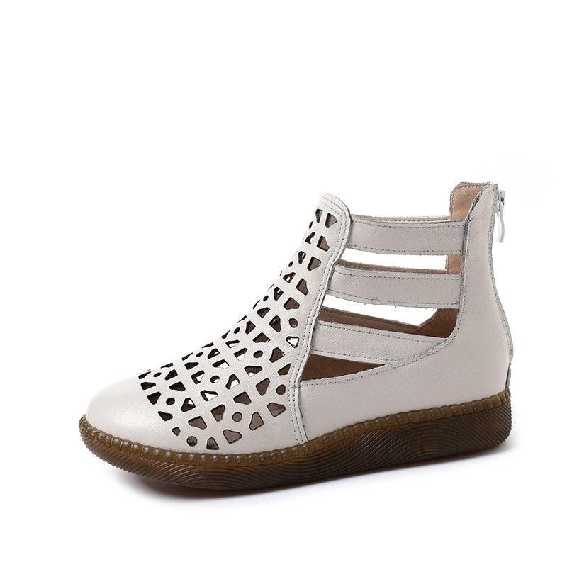 Casual Shoes: GP108 Hollow Flat Leather Sandals Boots