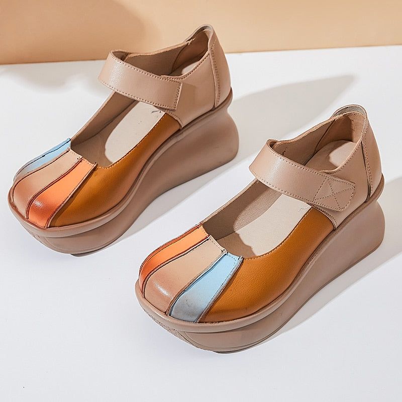 Casual Shoes GRCL0420 Leather Thick Wedges Heels