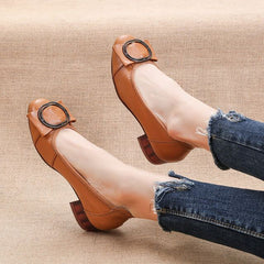 Casual Shoes GRCL3757 Leather Square Low Heel Pumps