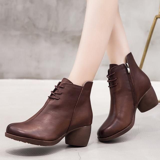 Casual Shoes Handmade Black Ankle Boots #88610