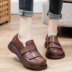 Casual Shoes Handmade Brown Leather Flats S8905