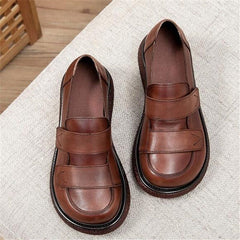 Casual Shoes Handmade Brown Leather Flats S8905