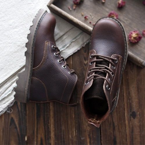 Casual Shoes Handmade Leather Ankle Boots MGLS303