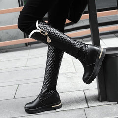 Casual Shoes Knee High Boots Leather  #Y496