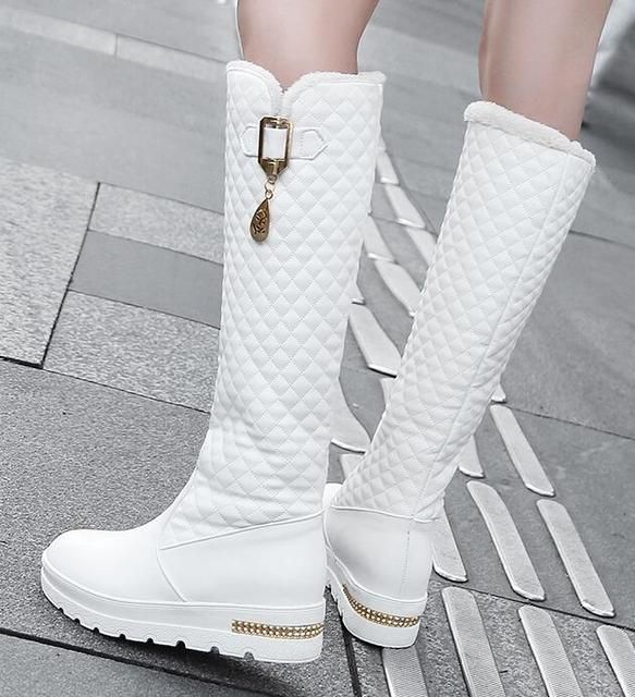 Casual Shoes Knee High Boots Leather  #Y496