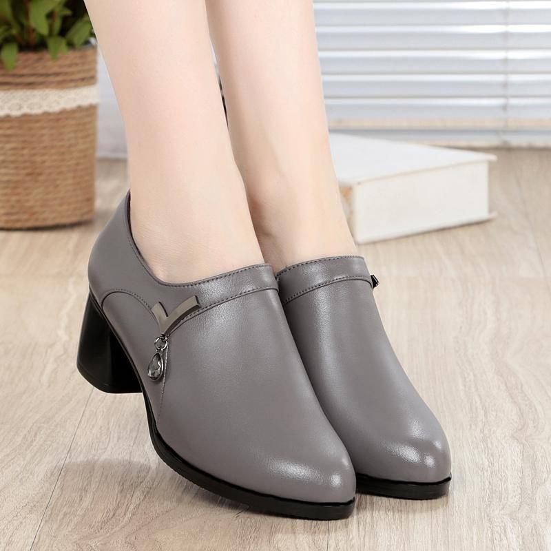 Casual Shoes Leather Black Comfortable Soft Pumps GRCL0213