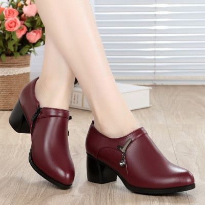 Casual Shoes Leather Black Comfortable Soft Pumps GRCL0213