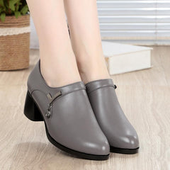 Casual Shoes Leather Black Comfortable Soft Pumps GRCL0213