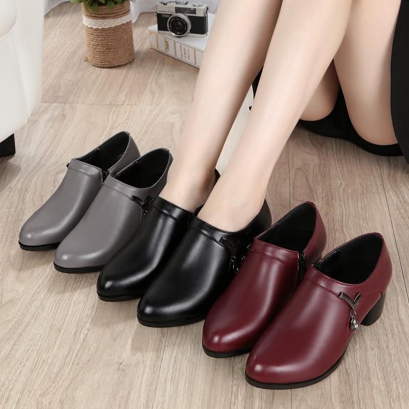 Casual Shoes Leather Black Comfortable Soft Pumps GRCL0213