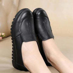 Casual Shoes Leather Black Flats Loafers #HD-807