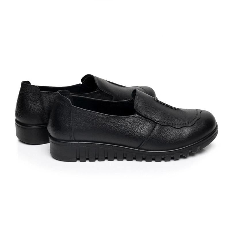 Casual Shoes Leather Black Flats Loafers #HD-807