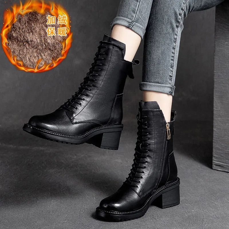 Casual Shoes Leather Brown Ankle Boots Wedge Heels GRCL0259