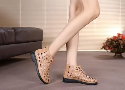 Casual Shoes Leather Cut outs Gladiator Ankle Boots