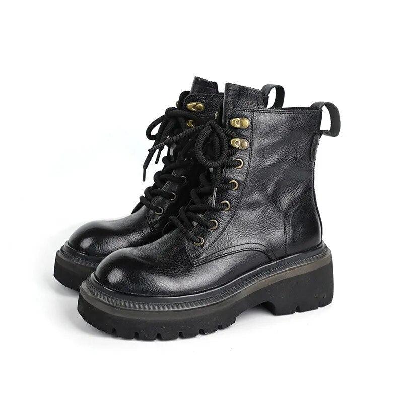 Casual Shoes: Leather Motorcycle Ankle Boots POL321