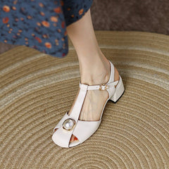 Casual Shoes - Leather Mules High Heels Sandals HJS0241