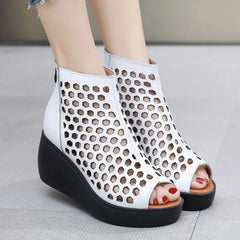 Casual Shoes - Leather Wedges High Heel Sandals GRCL0158