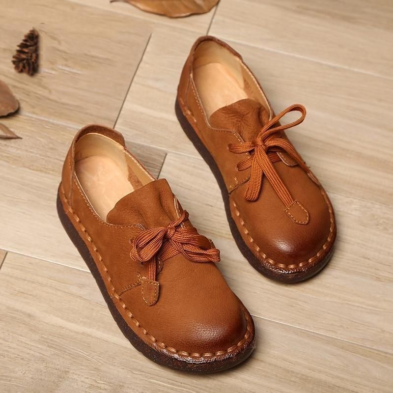 Casual shoes Loafers Handmade Brown Flats 7210