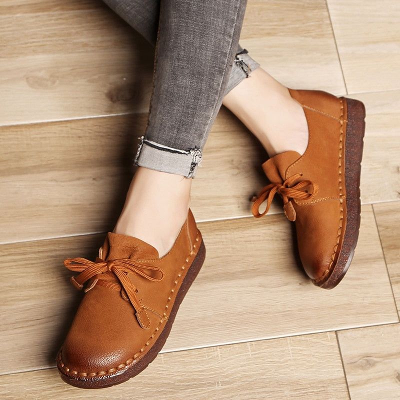 Casual shoes Loafers Handmade Brown Flats 7210