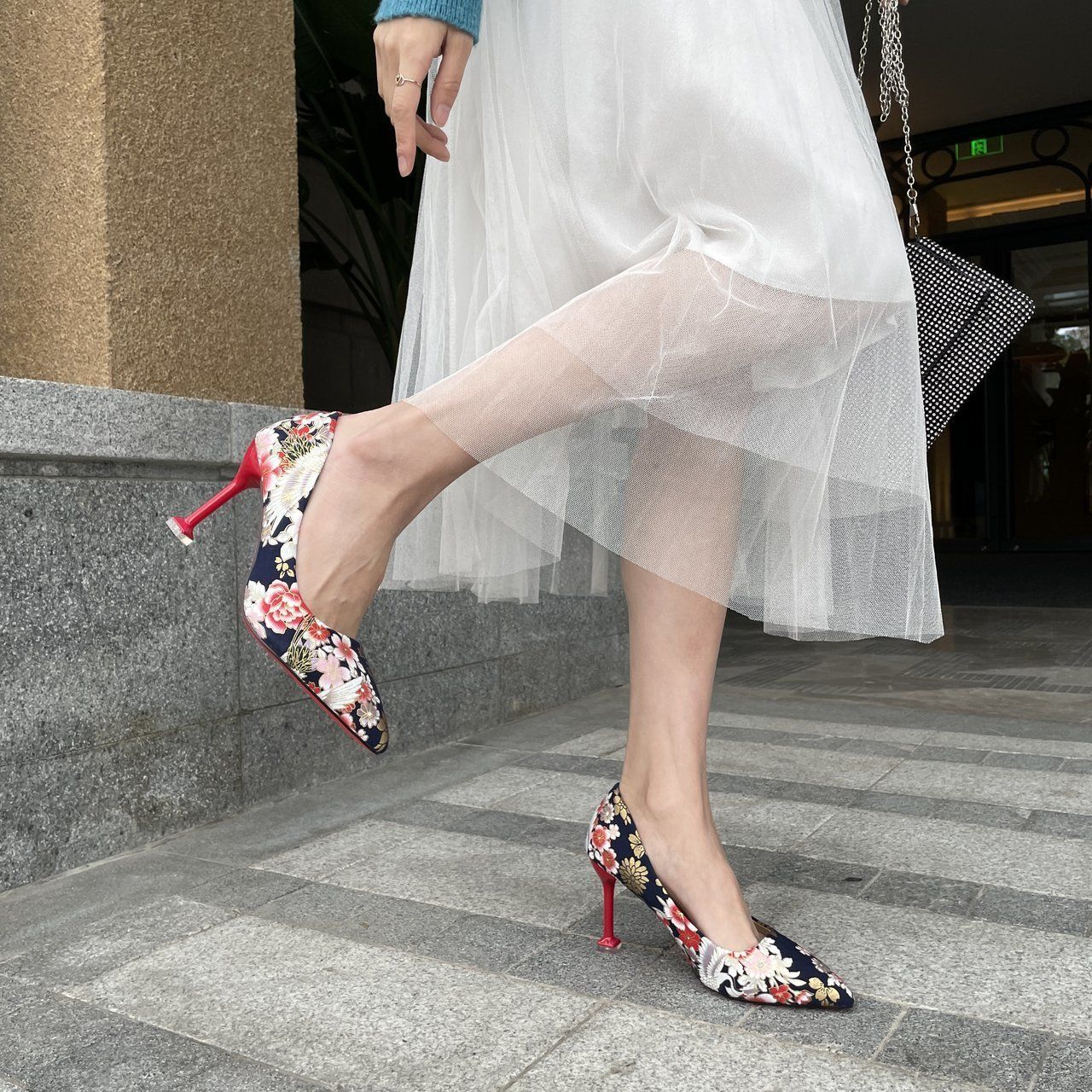 Casual Shoes Printing Thin High Heels #O210