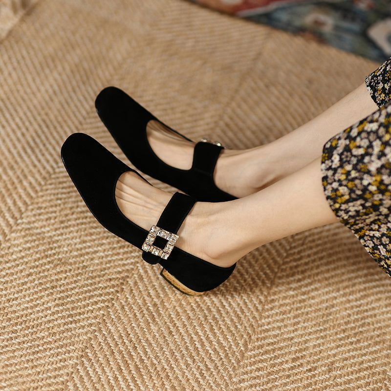 Casual Shoes Pumps HJS0429 Handmade Thick Low Heel