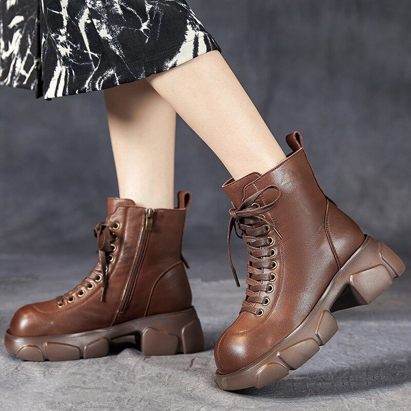 Casual Shoes QA236 - Platform Square Ankle Boots