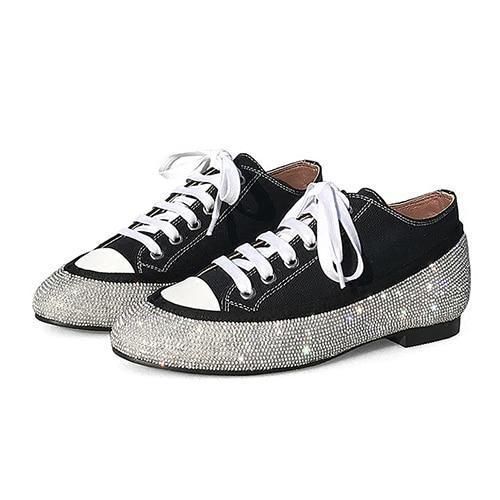 Casual Shoes Rhinestone Canvas Glitter Flats Sneakers