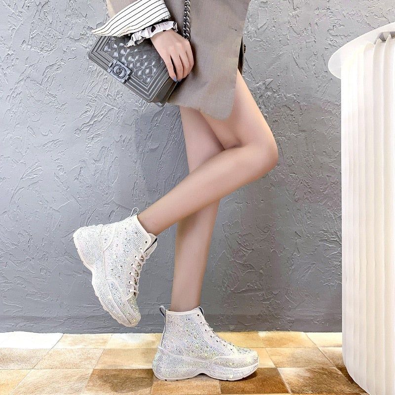 Casual Shoes Rhinestones Shiny Ankle Boots 888